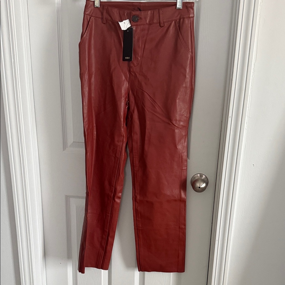 Women's Bold Red Leather Pants